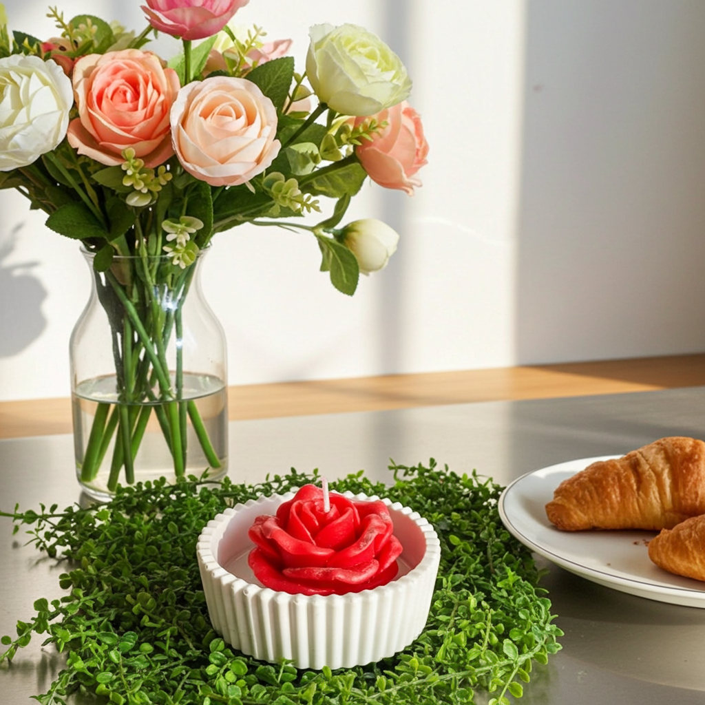 Candle - Bowl and Flower