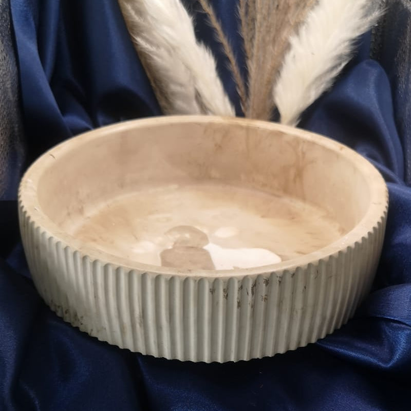 Round Striped Flat Bowl