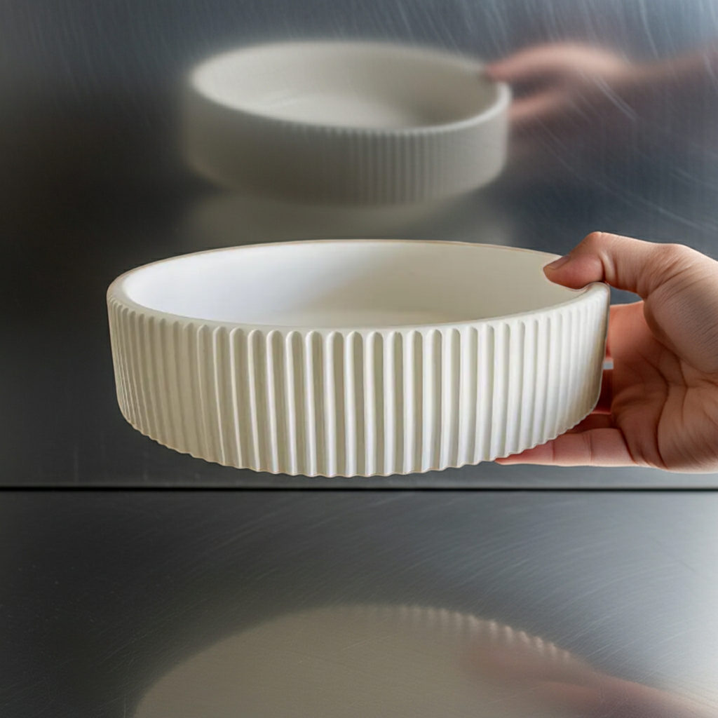 Round Striped Flat Bowl