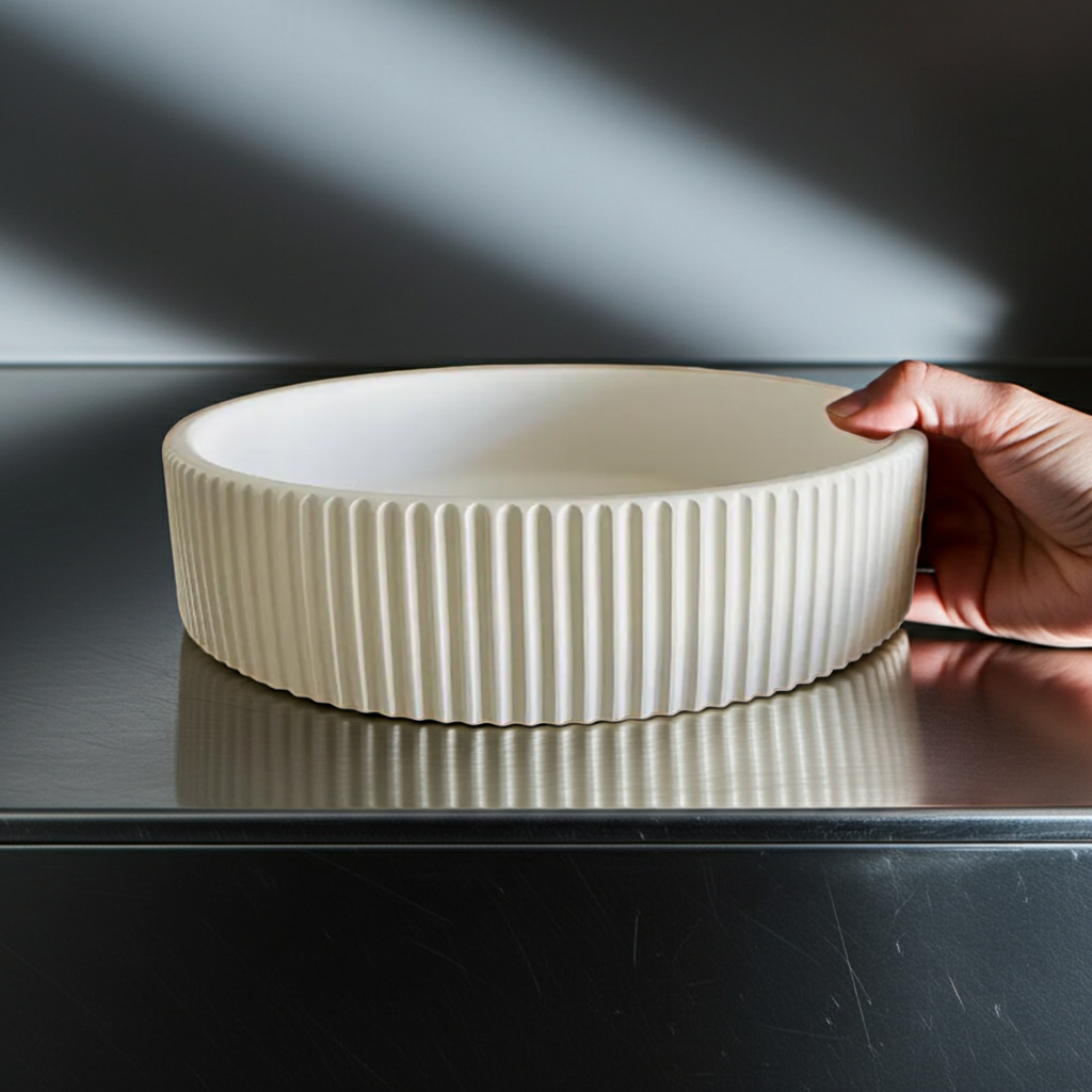 Round Striped Flat Bowl