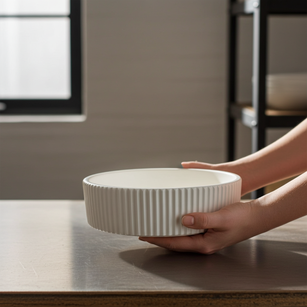 Round Striped Flat Bowl