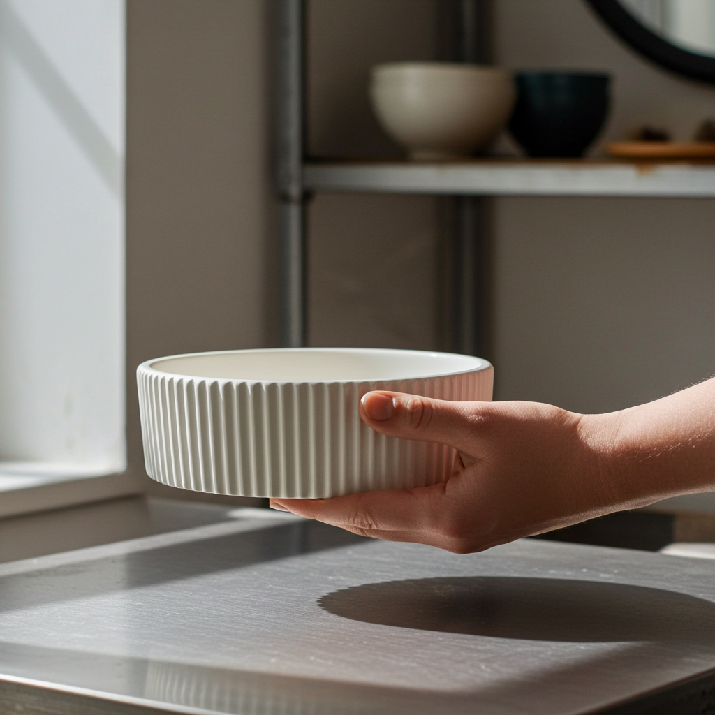 Round Striped Flat Bowl